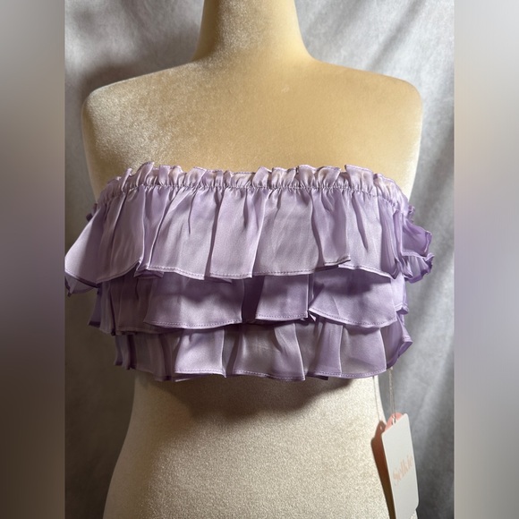 SALE!!🌸🌸Selkie Dauphine Ruffle Silk Tube Top Sleeveless Thunder Cloud Kawaii - Picture 2 of 7
